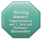 Richtig Atmen! Tagesseminar am 1. Juni auf Schloss-Blumenthal